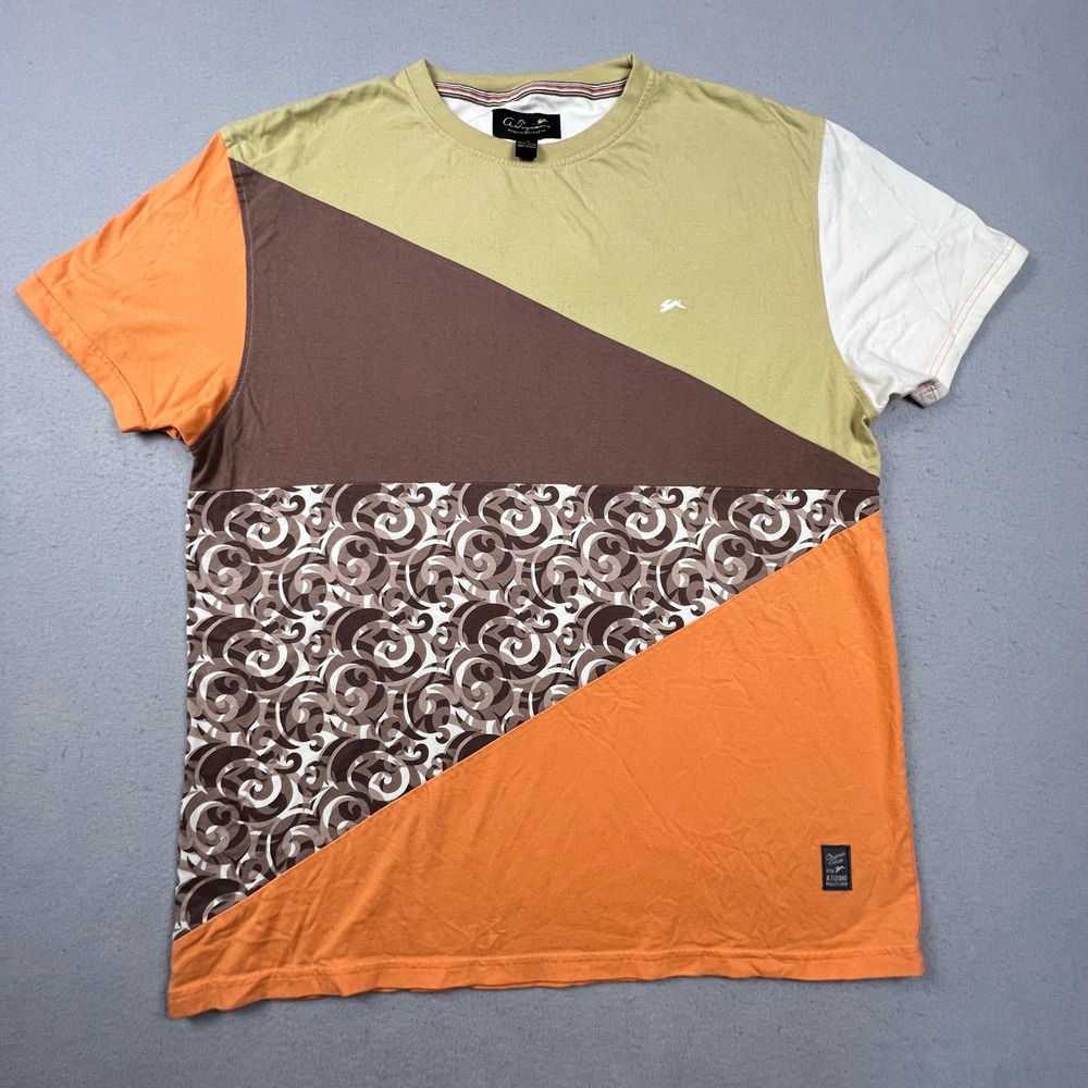 A.Tiziano T-Shirt Mens 2X Multi Color Block Swirl Print Cotton Short Sleeve Tee
